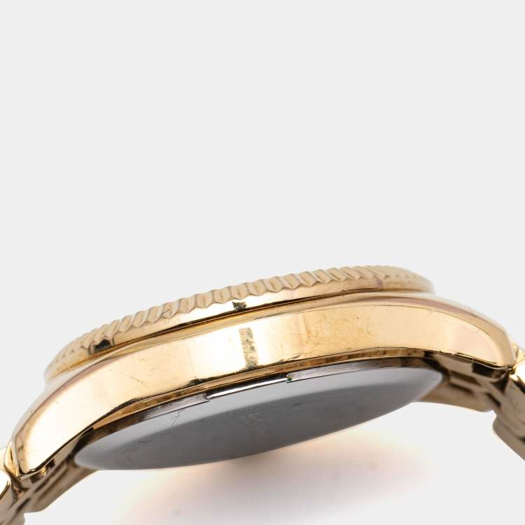 Pre Owned Michael Kors Blue Gold Plated Stainless Steel Lexington MK3271 Women's Wristwatch 26 mm
