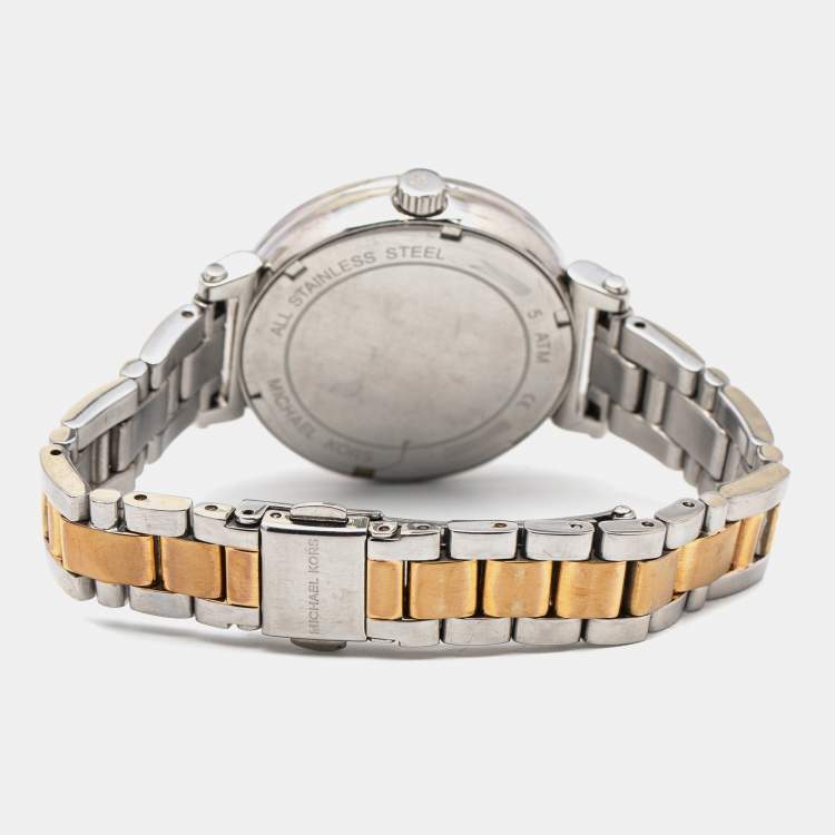 Pre Owned Michael Kors Champagne Two Tone Stainless Steel Sofie MK3972 Women's Wristwatch 36 mm
