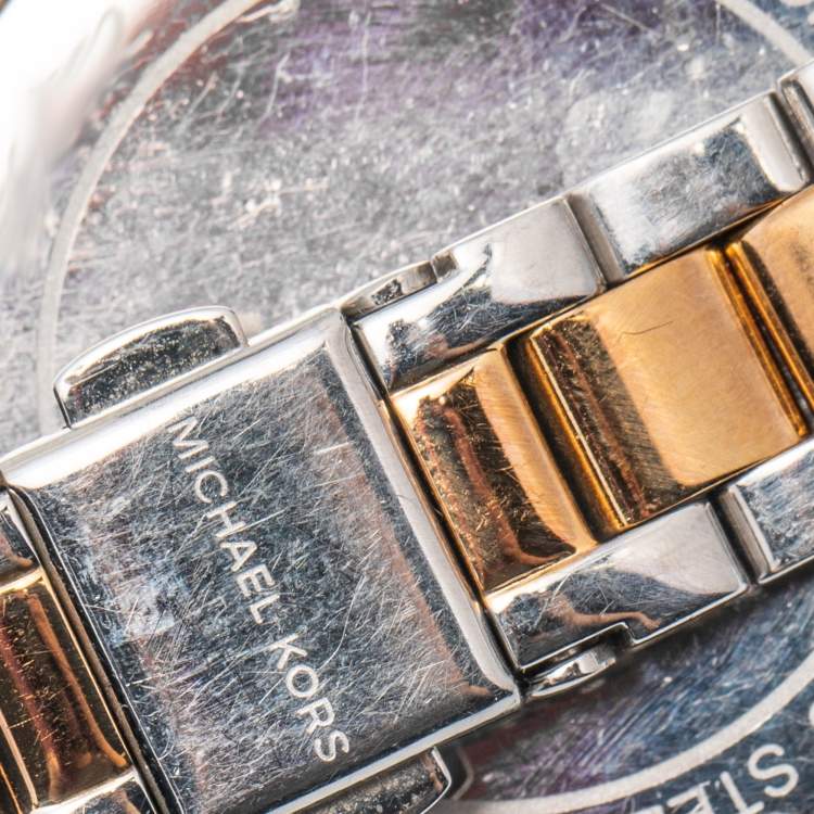Pre Owned Michael Kors Champagne Two Tone Stainless Steel Sofie MK3972 Women's Wristwatch 36 mm