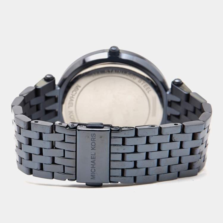 Pre Owned Michael Kors Blue PVD Coated Stainless Steel Darci MK3417 Women's Wristwatch 39 mm 