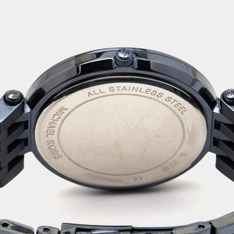 Pre Owned Michael Kors Blue PVD Coated Stainless Steel Darci MK3417 Women's Wristwatch 39 mm 