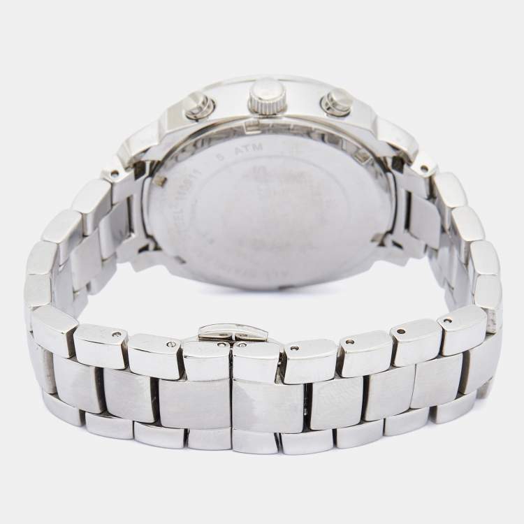 Pre Owned Michael Kors White Mother of Pearl Stainless Steel MK5092 Women's Wristwatch 35 mm