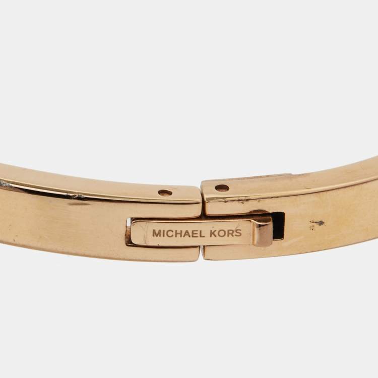 Pre Owned Michael Kors Champagne Rose Gold Plated Stainless Steel Blakley MK3631 Women's Wristwatch 34 mm
