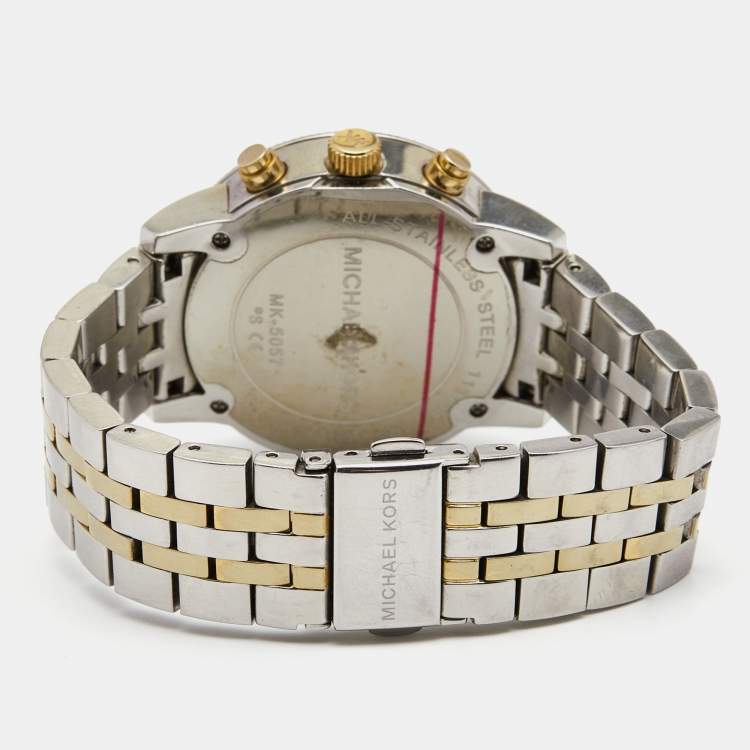 مملوكة مسبقًا Michael Kors White Mother Of Pearl Two-Tone Stainless Steel Ritz MK5057 Women's Wristwatch 38 mm