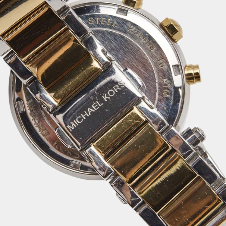 Pre Owned Michael Kors Silver White Dial Two-Tone Stainless Steel Parker MK5626 Women's Wristwatch 39 mm