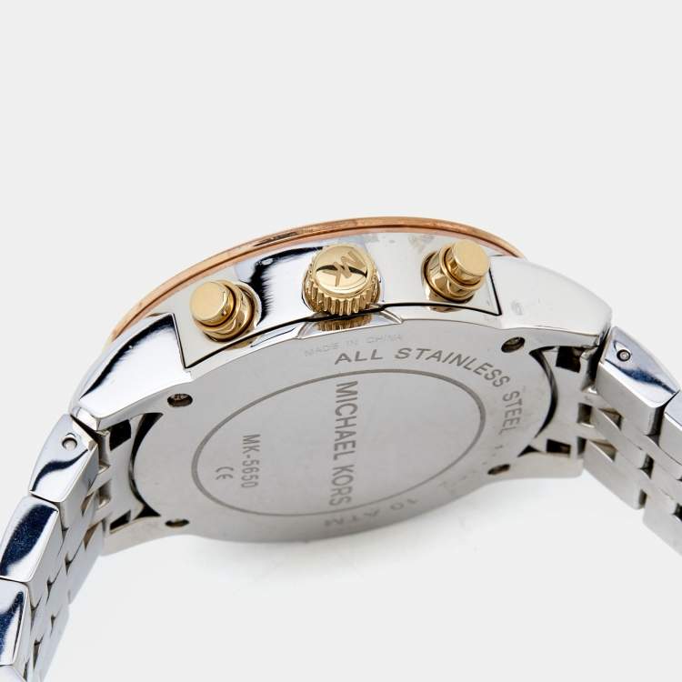 Pre Owned Michael Kors Mother Of Pearl Tri-Tone Ritz MK5650 Women's Wristwatch 36 mm