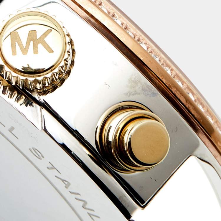Pre Owned Michael Kors Mother Of Pearl Tri-Tone Ritz MK5650 Women's Wristwatch 36 mm