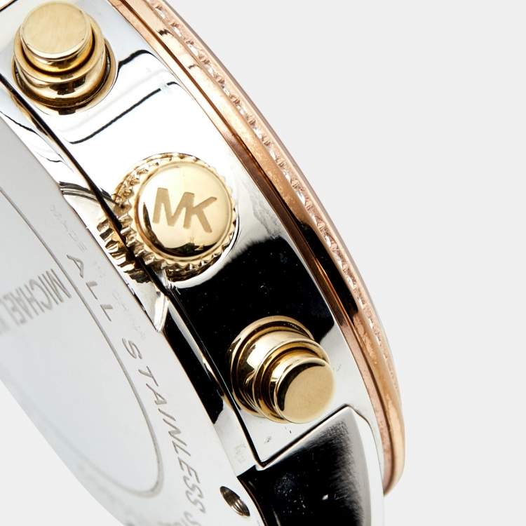 Pre Owned Michael Kors Mother Of Pearl Tri-Tone Ritz MK5650 Women's Wristwatch 36 mm