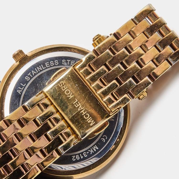 Pre Owned Michael Kors Champagne Rose Gold Plated Stainless Steel Darci MK3192 Women's Wristwatch 39 mm 