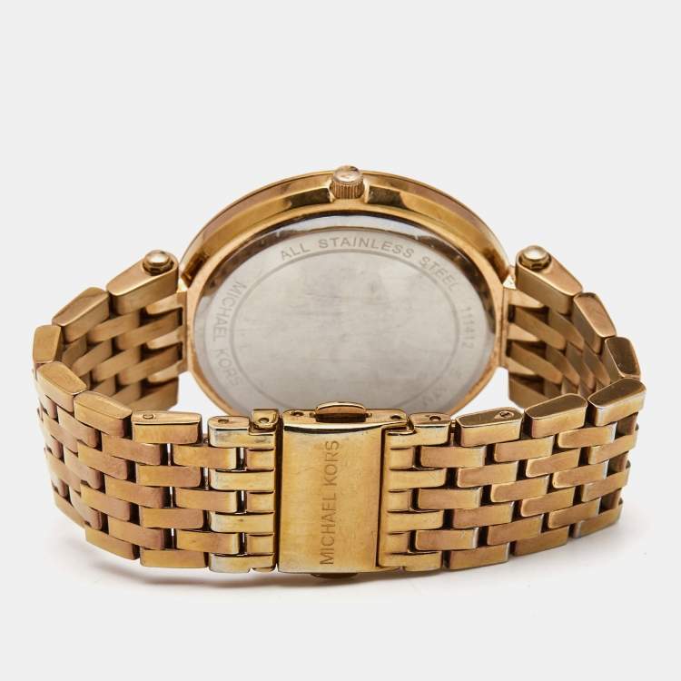 Pre Owned Michael Kors Champagne Rose Gold Plated Stainless Steel Darci MK3192 Women's Wristwatch 39 mm 