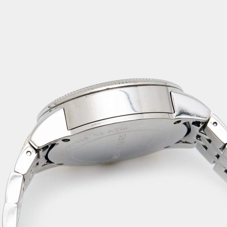 Pre Owned Michael Kors White Mother Of Pearl Two-Tone Stainless Steel Jet Set Series MK5057 Women's Wristwatch 36 mm