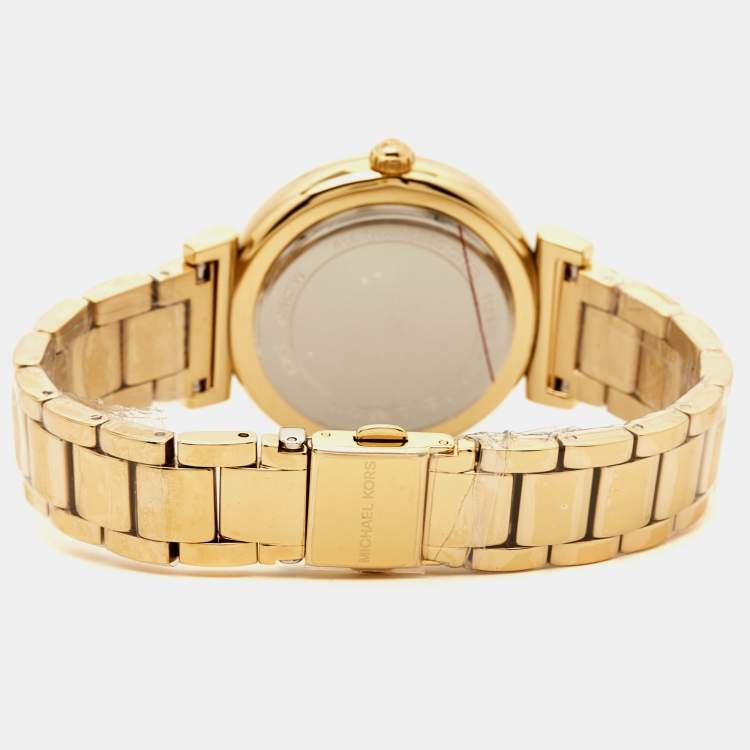Pre Owned Michael Kors Opaline Gold Plated Stainless Steel Abbey MK4615 Women's Wristwatch 36 mm