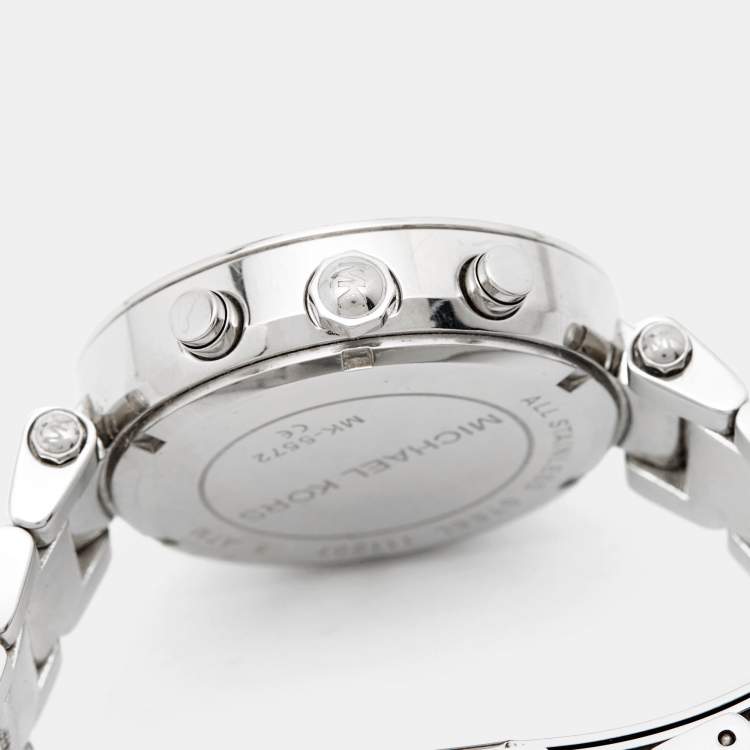 Pre Owned Michael Kors Mother Of Pearl Stainless Steel Crystal Parker MK5572 Women's Wristwatch 39 mm