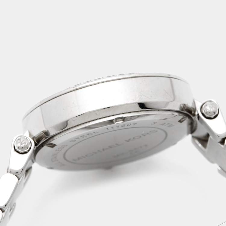 Pre Owned Michael Kors Mother Of Pearl Stainless Steel Crystal Parker MK5572 Women's Wristwatch 39 mm