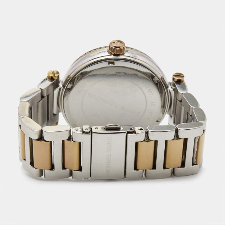 Pre Owned Michael Kors Black Two Tone Stainless Steel Skylar MK5957 Women's Wristwatch 41 mm