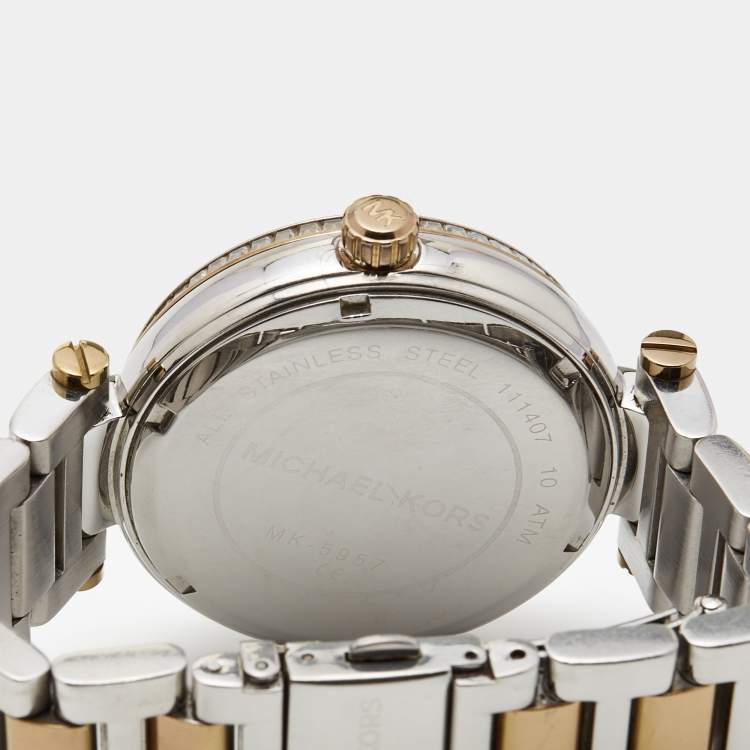 Pre Owned Michael Kors Black Two Tone Stainless Steel Skylar MK5957 Women's Wristwatch 41 mm