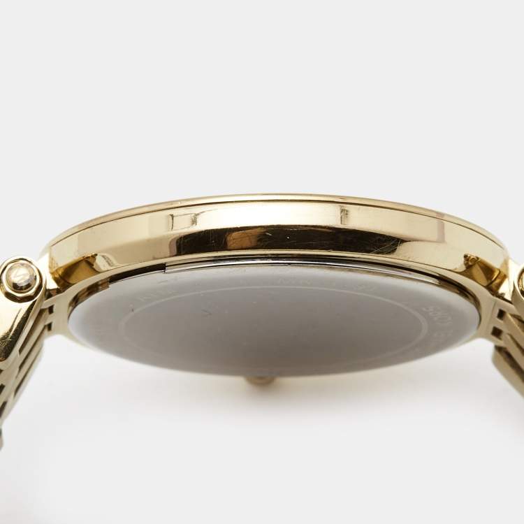 Pre Owned Michael Kors Yellow Gold Plated Stainless Steel Darci Glitz MK3191 Women's Wristwatch 39 mm