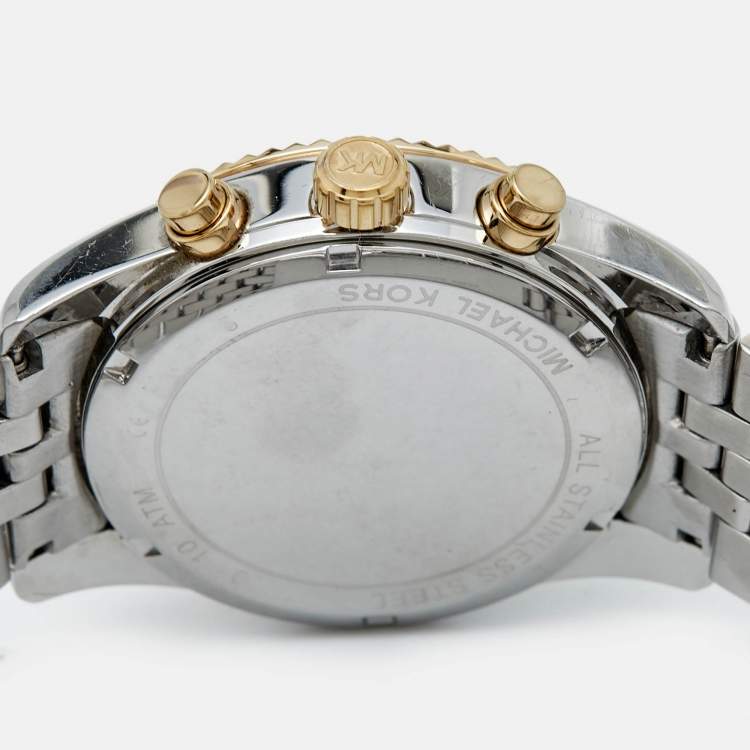 Pre Owned Michael Kors Silver Two Tone Stainless Steel Lexington MK5955 Women's Wristwatch 38 mm