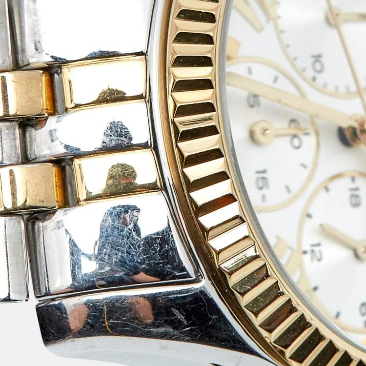 Pre Owned Michael Kors Silver Two Tone Stainless Steel Lexington MK5955 Women's Wristwatch 38 mm