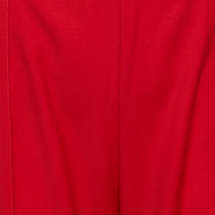 Pre Owned Michael Lo Sordo Red Wool Wide Leg Pants M