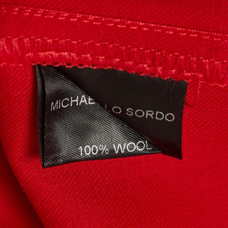 Pre Owned Michael Lo Sordo Red Wool Wide Leg Pants M