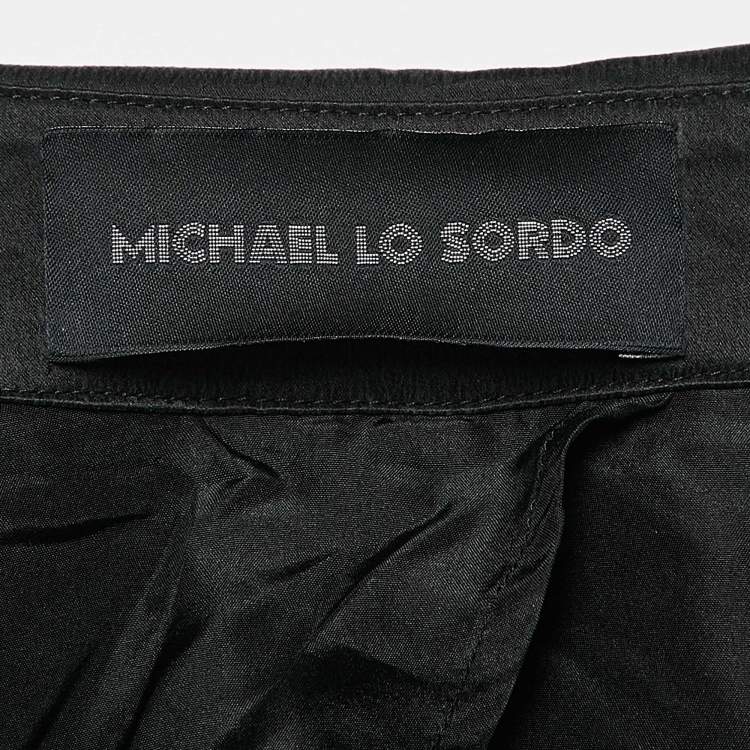 Pre Owned Michael Lo Sordo Black Satin Silk Classic Long Trench Coat M