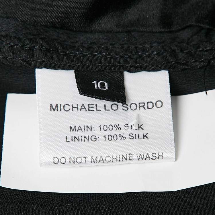 Pre Owned Michael Lo Sordo Black Satin Silk Classic Long Trench Coat M