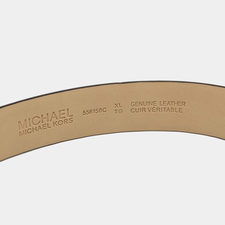 Pre Owned MICHAEL Michael Kors Black Leather Logo Buckle Belt XL