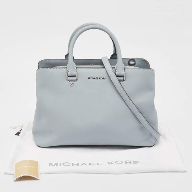 مملوكة مسبقًا MICHAEL Michael Kors Light Blue Leather Savannah Tote