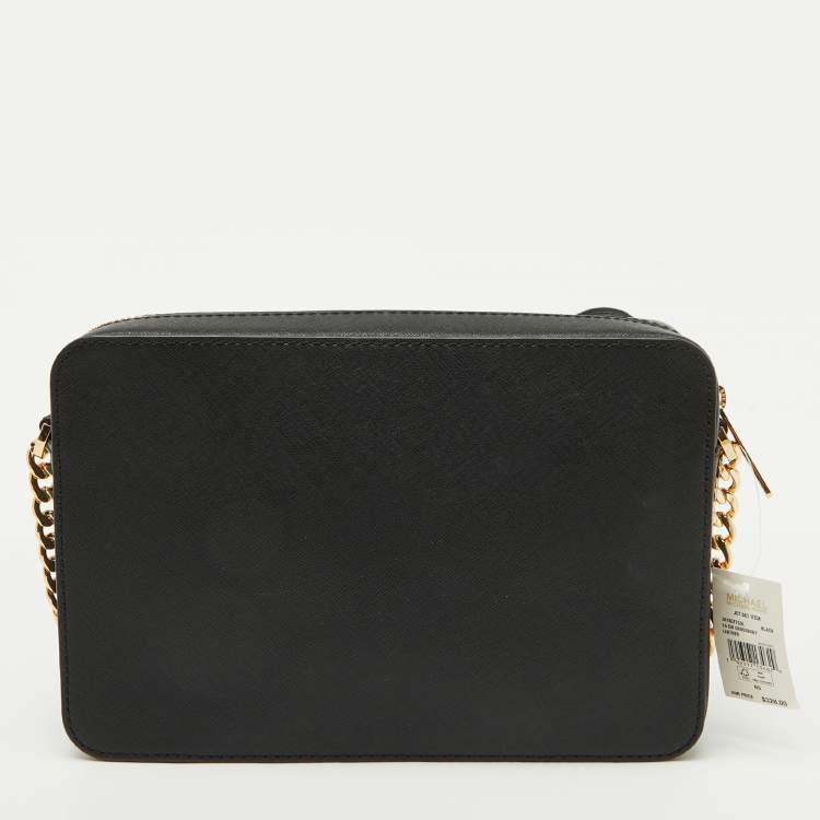 Pre Owned MICHAEL Michael Kors Black Leather Jet Set Camera Crossbody Bag