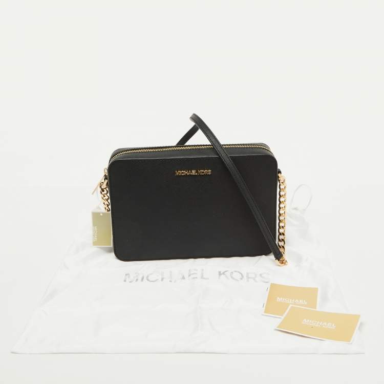 Pre Owned MICHAEL Michael Kors Black Leather Jet Set Camera Crossbody Bag