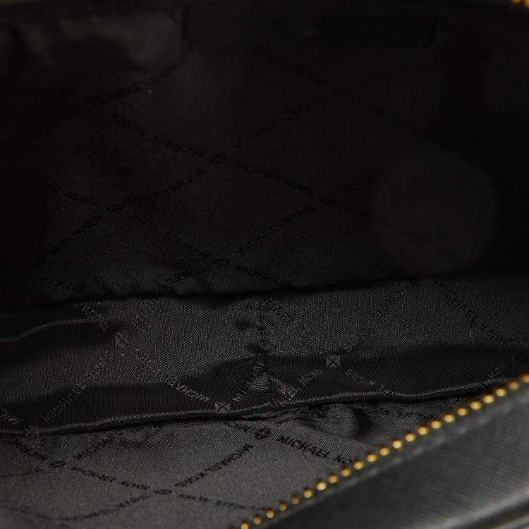 Pre Owned MICHAEL Michael Kors Black Leather Jet Set Camera Crossbody Bag