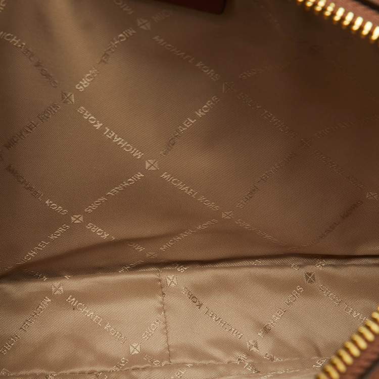 Pre Owned Michael Kors Brown Saffiano Leather Jet Set Large Crossbody Bag