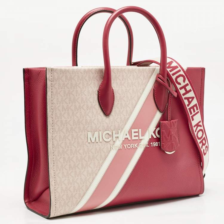مملوكة مسبقًا MICHAEL Michael Kors Pink Signature Coated Canvas and Leather Medium Mirella EW Tote