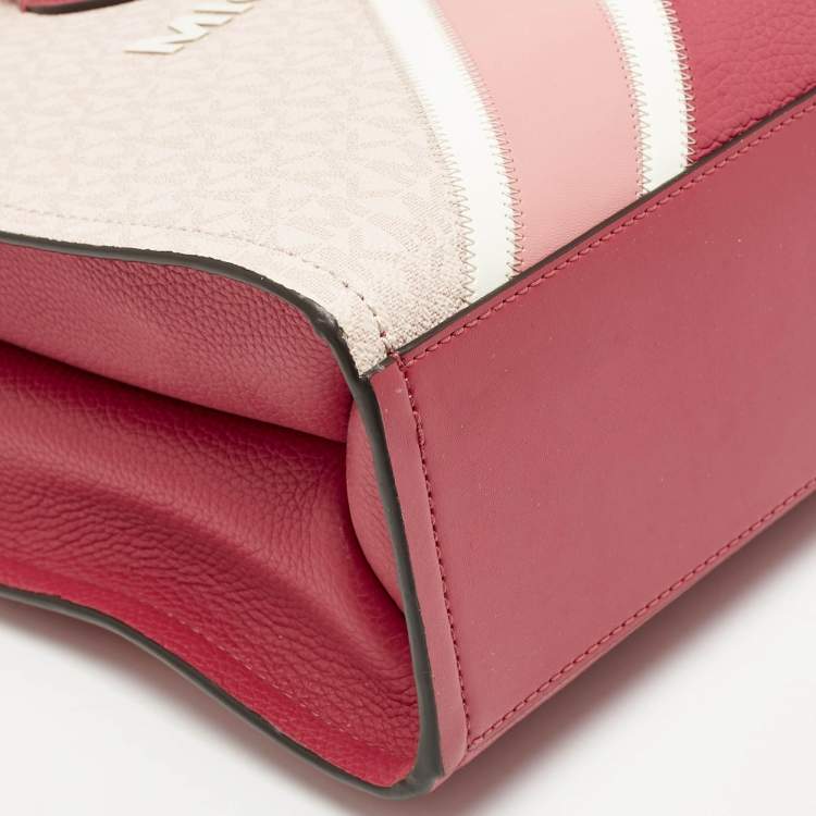 مملوكة مسبقًا MICHAEL Michael Kors Pink Signature Coated Canvas and Leather Medium Mirella EW Tote