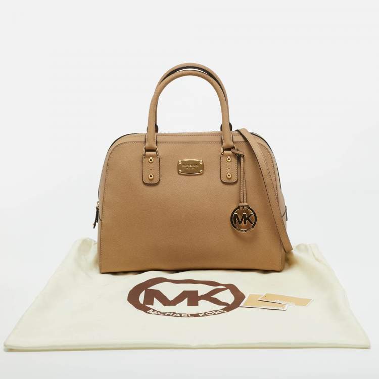 Pre Owned MICHAEL Michael Kors Beige Leather Large Sandrine Satchel
