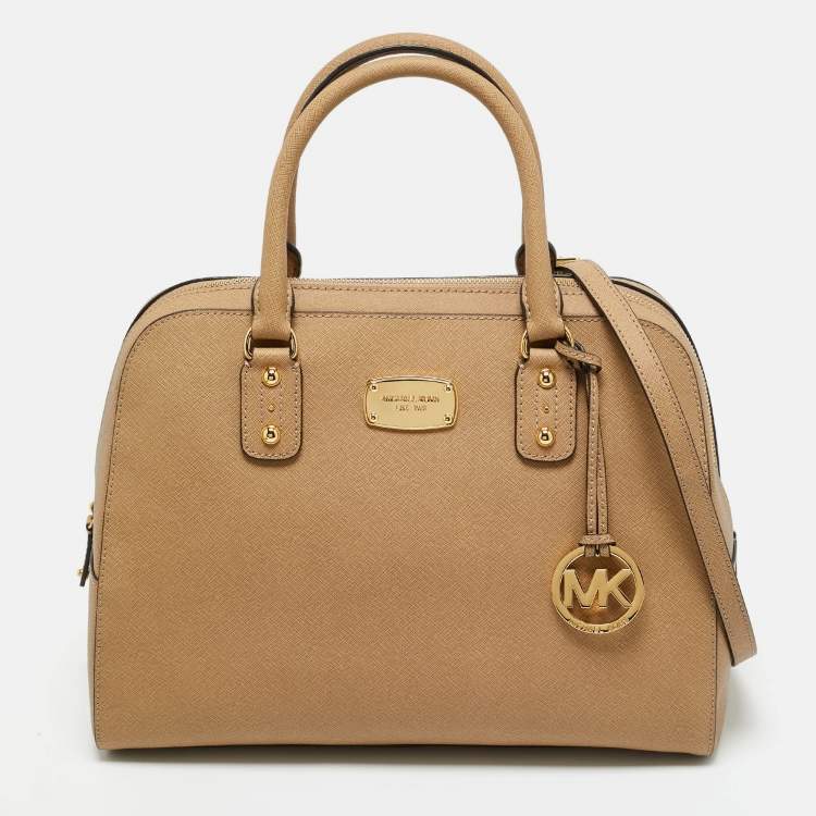 Pre Owned MICHAEL Michael Kors Beige Leather Large Sandrine Satchel