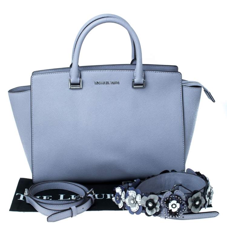 Pre Owned MICHAEL Michael Kors Lilac Saffiano Leather Large Selma Satchel