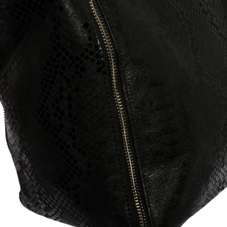 Pre Owned MICHAEL Michael Kors Black Python Effect Nubuck Leather Large New Man Tote