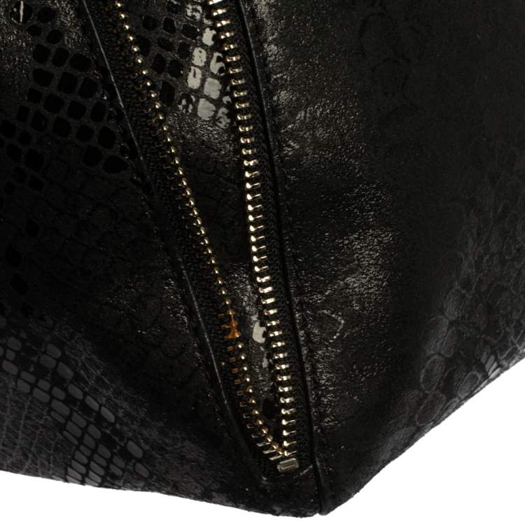 Pre Owned MICHAEL Michael Kors Black Python Effect Nubuck Leather Large New Man Tote