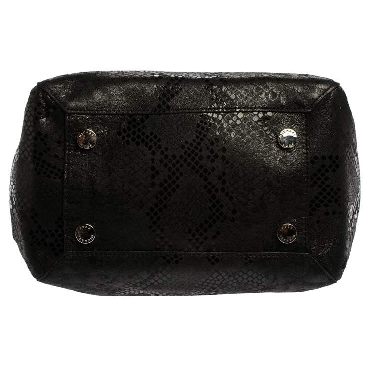 Pre Owned MICHAEL Michael Kors Black Python Effect Nubuck Leather Large New Man Tote