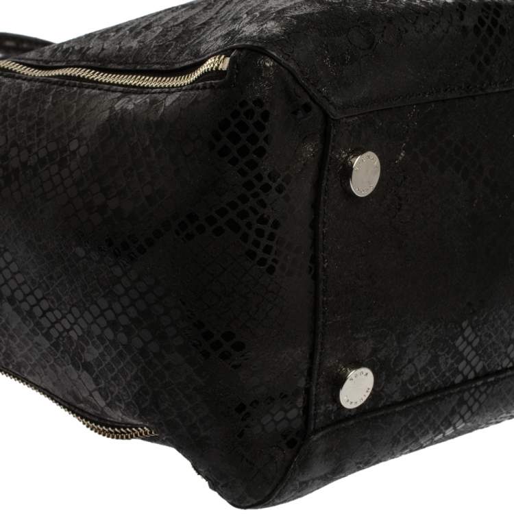 Pre Owned MICHAEL Michael Kors Black Python Effect Nubuck Leather Large New Man Tote