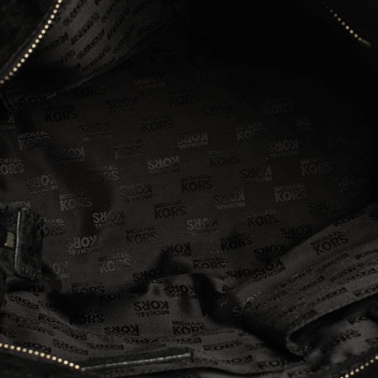 Pre Owned MICHAEL Michael Kors Black Python Effect Nubuck Leather Large New Man Tote