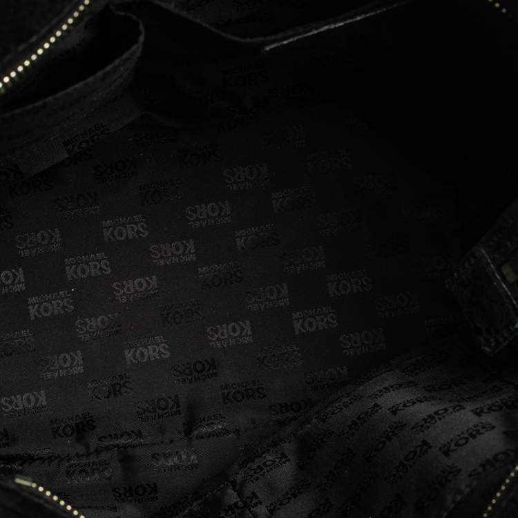 Pre Owned MICHAEL Michael Kors Black Python Effect Nubuck Leather Large New Man Tote