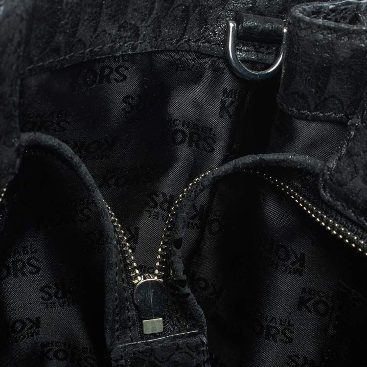 Pre Owned MICHAEL Michael Kors Black Python Effect Nubuck Leather Large New Man Tote