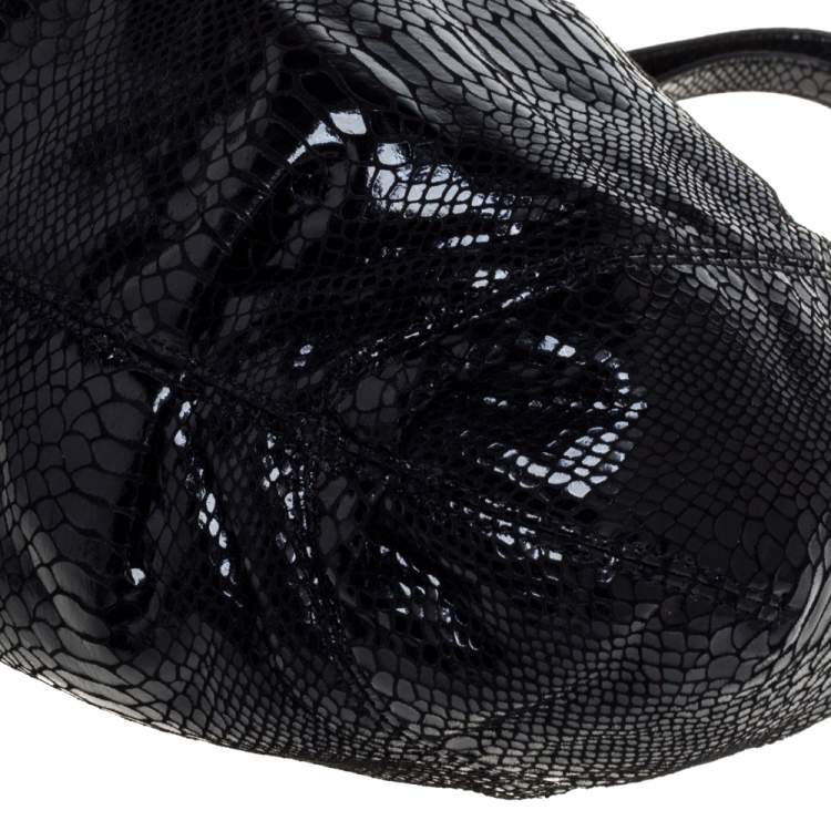 Pre Owned MICHAEL Michael Kors Black Snakeskin Effect Leather Chain Tote