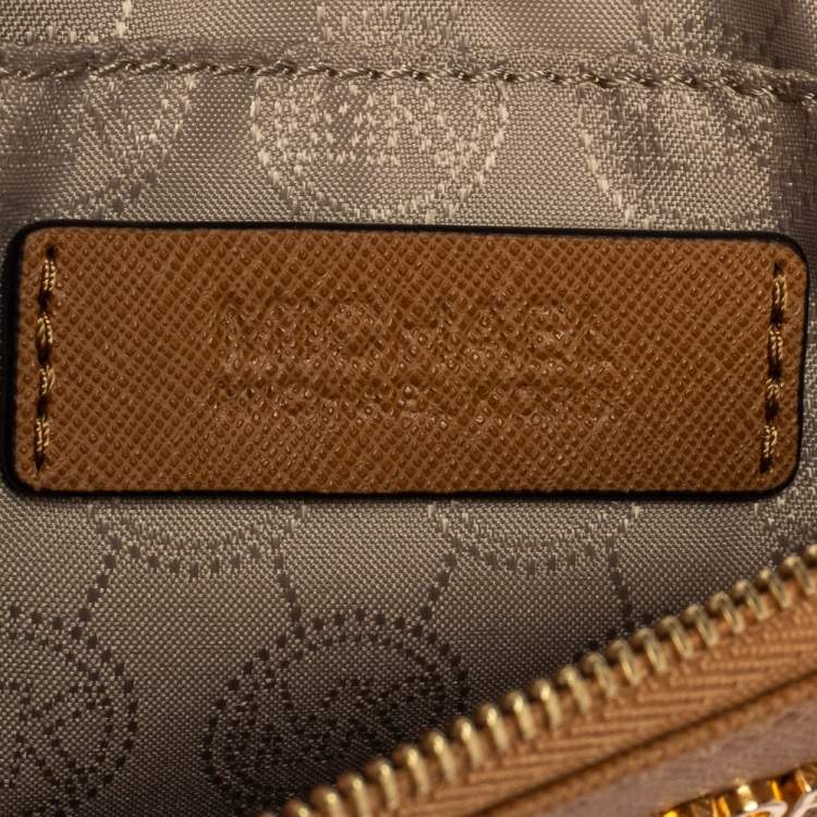 Pre Owned MICHAEL Michael Kors Tan Leather Jet Set Wristlet Pochette