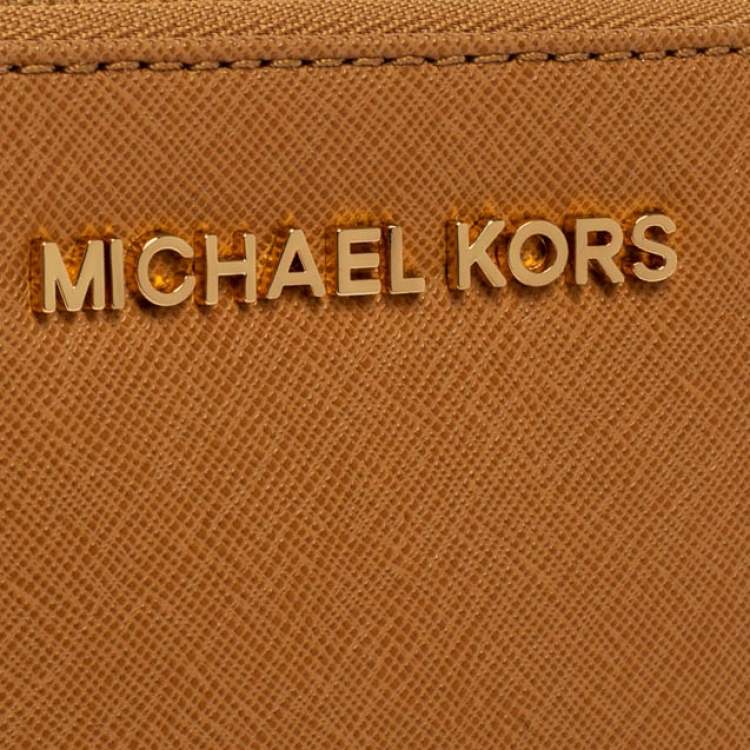 Pre Owned MICHAEL Michael Kors Tan Leather Jet Set Wristlet Pochette