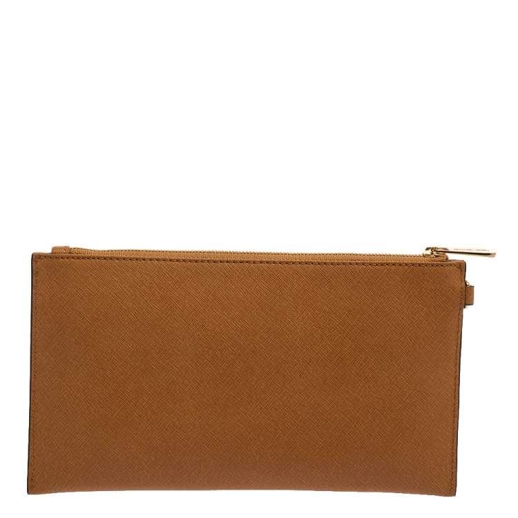 Pre Owned MICHAEL Michael Kors Tan Leather Jet Set Wristlet Pochette