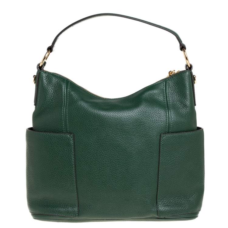 Pre Owned MICHAEL Michael Kors Green Leather Anita Hobo